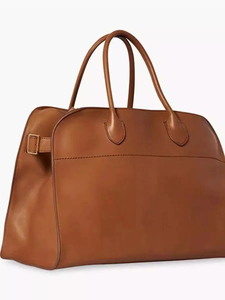Sac Boston classique en cuir véritable marron pour femme, sac à main avec rabat, deux poignées, usage quotidien, design élégant - Product Image 5