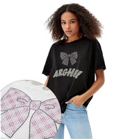 Fer sur Flatback Cristal Rhin Pierres Stickers En Gros Personnalisé Bowknot Logo En Vrac Résine Hotfix Strass Transferts pour T-shirt