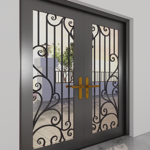 Porte métallique durable avec photos de l'entrée principale moderne et fer forgé enduit de poudre fabriqué en usine au Vietnam - Product Image 4