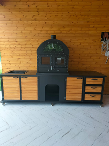 Four à bois d'extérieur avec armoire de rangement modulaire Design rustique et industriel - Product Image 2