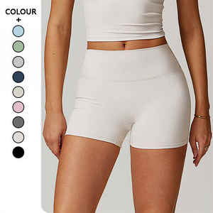 Pantalones cortos deportivos ajustados al por mayor, mallas de cintura alta para mujer, pantalones de fitness con control de barriga, levantamiento de cadera, ropa de yoga personalizada para correr y gimnasio - Product Image 1