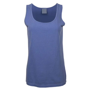Camiseta sin Mangas de Color Sólido con Logotipo Personalizado para Mujer, de Algodón y Elastano, de Alta Elasticidad, Cuello Redondo, Ajustada, Transpirable - Product Image 1