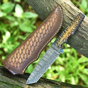 มีดตัดทรงกรวยทำด้วยมือทำด้วยมือทำด้วยมือทำจากเหล็กดามัสกัสมีดคาวบอยออกแบบมาใหม่ - Product Image 1