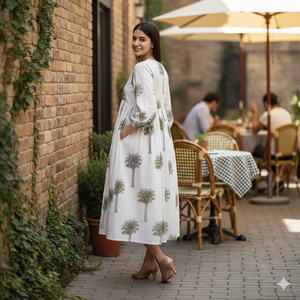 ชุดเดรสผ้าฝ้ายพิมพ์ลายเอวสูงระดับกลางสำหรับผู้หญิง ยูนิตี้ ลักซ์ชัวร์ พรีเมียม ซอฟท์ - Product Image 3