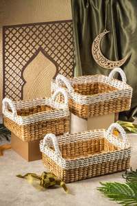 Cesta Decorativa de Jacinto de Agua Tejida, Cesta de Almacenamiento Ramanda para Regalos - Product Image 2