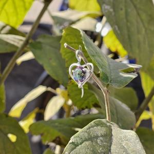 Colgante de piedras preciosas de plata mística 925, encanto de corazón de estilo religioso ligero para niños, brillante y ligero - Product Image 6