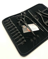 Kit d'outils de pince d'extension de cheveux à micro-anneau noir mat comprenant des pinces ciseaux boucle Logo personnalisé outil d'extension de cheveux humains