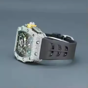 นาฬิกากลไกจักรกล VVS Moissanite ประดับเพชรเคลื่อนไหวอัตโนมัตินาฬิกาฮิปฮอปประดับเพชรทำด้วยมือสุดหรู - Product Image 6