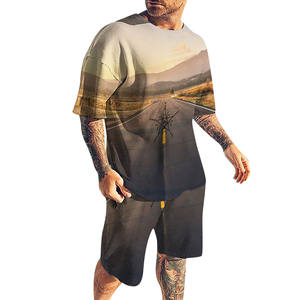 2024 Logo personnalisé respirant Polyester hommes survêtement Shorts grande taille imprimé été deux pièces ensembles courts en gros t-shirt - Product Image 3