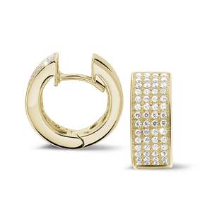 Boucles d'oreilles créoles articulées en or massif 14 carats avec diamants de laboratoire taille brillant rond, bijoux de mariée imposants pour occasions de mariage - Product Image 3