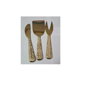 Service à fromage en acier aspect royal Set à fromage à poignée en rotin design antique pour la cuisine à domicile Set à fromage - Product Image 4