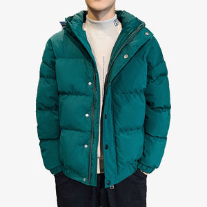 Chaqueta de Invierno Casual para Hombre, Estilo Parka, Color Sólido, Cuello Alto, Chaqueta Acolchada con Cierre de Cremallera, Talla Grande, Cálida, para Exteriores, con Logotipo Frontal - Product Image 1