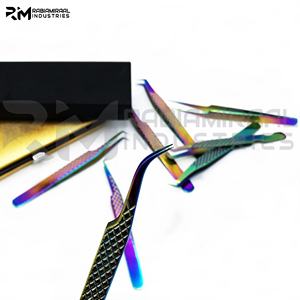 แหนบต่อขนตาสแตนเลสสตีล RMI รับทำโลโก้แบรนด์ส่วนตัว คุณภาพสูง สีพลาสมาหลากหลาย - Product Image 3