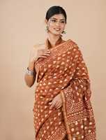 Sarees de Algodón Puro con Estampado Artesanal, con Motivos Tradicionales Indios, Diseñados para Minoristas de Exportación Global