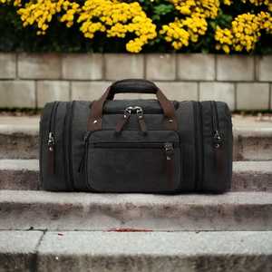 Bolsas de lona Premium en cuero Bolsas de cuero de aventura Bolsa de equipaje profesional para viajes Cuero de alta calidad Producto OEM y FBA - Product Image 1