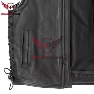 High-Quality Wholesale <b>Men's</b> Stylish Genuine Leather Streetwear <b>Gilet</b> with Pocket - Plus Size 100% Natural <b>Sheepskin</b> Jacket - Product Image 4
