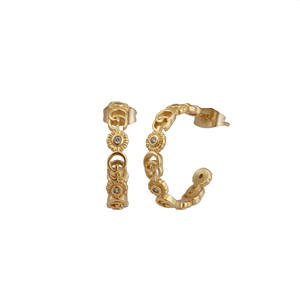 Dainty CZ Stone C Shape Stud <b>Earring</b> Half Designer <b>Hoop</b> <b>Earring</b> Gold Plated <b>Fashionable</b> Exaggerated <b>Earrings</b> Mainly Made Brass - Product Image 1