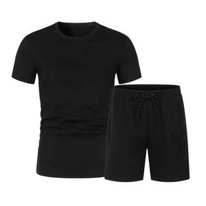 Tenues 2 pièces élégantes pour hommes T-shirt à manches courtes à col rond et short décontracté assorti pour les ensembles de mode d'été - Product Image 4