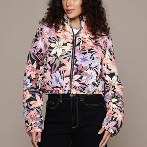 Custom Logo Warm Thicken Bubble Hooded Windproof Warm Winter Down Coats Women Puffer Jacket Quilted Cotton <b>Crop</b> <b>Zip</b> <b>Up</b> - Product Image 1