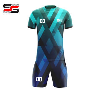 Maillot de football imprimé par sublimation personnalisée derniers uniformes de football en polyester bleu pour adultes et hommes pour l'entraînement d'équipe - Product Image 3
