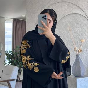Abaya longue en satin de soie de luxe sur mesure en gros pour femmes adultes, robe musulmane, Dubaï, manches longues, anti-rides, faite à la main - Product Image 4