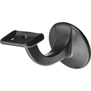 HERMETA 3508 Aluminum Handrail <b>Bracket</b> Plastic-Coated <b>Black</b> 56 mm Wall Plate Diameter Straight Support - Product Image 1
