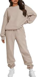 Conjunto de chándal sólido con hombros caídos de alta calidad para mujer, ropa de calle personalizada, conjunto de dos piezas para invierno, venta al por mayor por fabricante - Product Image 5