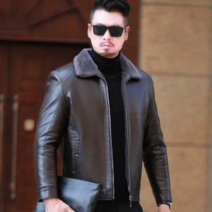 Chaqueta de cuero de moda para hombre Los mejores fabricantes OEM Nuevo estilo Piel de vaca suave al tacto con tela de lona Calidad fina - Product Image 3
