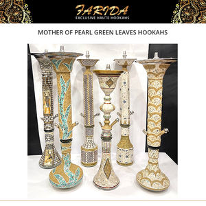 Chicha Farida Exclusive de Luxe en Acier Inoxydable, Décorée de Feuilles Vertes en Nacre Égyptienne et Laque, Modèle de Collection Premium - Product Image 2