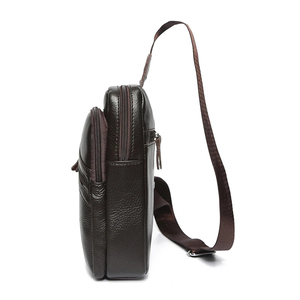 Bolso de pecho minimalista para hombre, bolso de hombro de microfibra, cuero sintético, cierre de cremallera, a la moda, uso diario, para todas las estaciones - Product Image 1