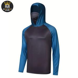 Venta al por mayor logotipo personalizado impresión por sublimación UPF50 + impermeable ligero hombres manga larga pesca Sudadera con capucha respiraderos protección solar - Product Image 1