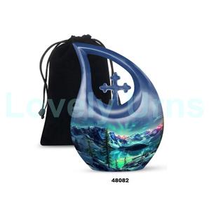 Urna Funeraria para Cenizas Humanas con Forma de Lágrima y Luz Azul Aurora, con Bolsa de Terciopelo Gratis - Product Image 4