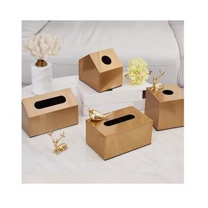 Ensemble de quatre boîtes à mouchoirs en métal couleur or boîte à serviettes de taille et de forme personnalisées pour l'hôtel et le restaurant - Product Image 6