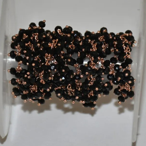 Best Quality Copper and Black Beads <b>Rosary</b> chain, Black Plated Glass Beads Cluster <b>Rosary</b> Chain, Beaded Chain for Jewelry Making - Product Image 3
