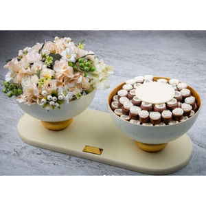 Cuenco de Metal creativo para servir chocolate con base de madera, diseño único, decoración del hogar, plato de chocolate para bodas y eventos especiales - Product Image 4