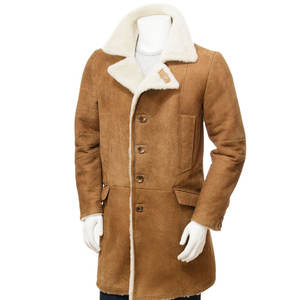 Men's High Street Style Casual Slim Long Sleeve Genuine Leather Cowhide Jacket <b>Funnel</b> Neck Collar Zipper Waterproof Breathable - Product Image 1