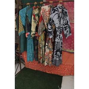 Kimono Largo de seda hecho a mano para mujer, estampada bata de baño, chaqueta de talla libre para verano y primavera, estilo Gowon - Product Image 5