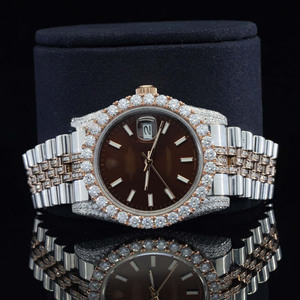 Montre automatique en moissanite à cadran brun pour femmes, buste en bas, fabricant et fournisseur de montres de luxe - Product Image 3