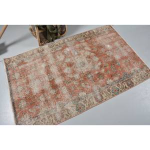 Tapis Turc Vintage 3.4 X 5.4ft Orange Beige Patchwork Design Classique Grande Surface Laine Rectangle Couloir Tapis pour Chambres Latex - Product Image 2