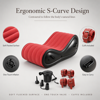 Canapé gonflable électrique Kamasutra pour couple, oreiller sexuel pour femme, rouge floqué en forme de S, 300 kg, 4 attaches, 2 options de pompe