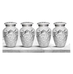 โกศกุหลาบที่ระลึกสําหรับเถ้ามนุษย์ ชุด 4 ชิ้น - โกศกุหลาบขาวพร้อมกล่องและกระเป๋าระดับพรีเมียม - ให้เกียรติคนที่คุณรักด้วยการเผาศพกุหลาบ - Product Image 1