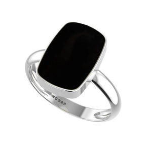 Anillo de Compromiso Unisex de Plata de Ley 925 con Acabado de Alta Calidad, Engaste de Bisel, Ónice Negro, Formas Ovaladas y de Pera, Estilo Clásico Positivo - Product Image 4