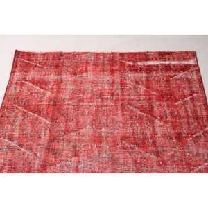 4.2x8.6 ft Rug, Vintage Rug, Turkish <b>Red</b> <b>Wool</b> Abstract Rug - Product Image 5