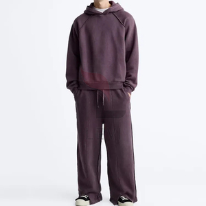 Ensemble de survêtement unisexe en molleton de coton respirant, personnalisé, avec sweat à capuche épais et pantalon de jogging pour le sport d'hiver - Product Image 1