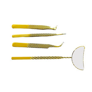 Juego de pinzas de extensión de pestañas amarillas, herramienta de belleza de espejo de volumen de Punta puntiaguda, logotipo personalizado, diseño duradero - Product Image 3