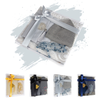 Coffret Cadeau Islamique Homme Gris : Livre Yasin, Tasbih, Tapis de Prière, Chapeau et Pochette en 4 Couleurs Damat Bohçası