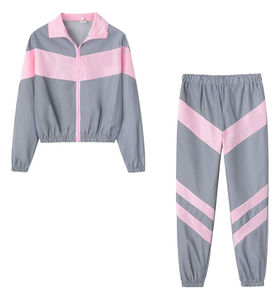 Top corto y pantalones de moda para mujer de Prince Industry, conjunto de 2 piezas cortavientos, técnica impresa para actividades al aire libre - Product Image 3