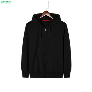 Sweat-shirts unisexes à capuche zippés, nouvelle mode, couleur unie personnalisée, coupe classique, épaules tombantes, 100% coton, séchage rapide - Product Image 2