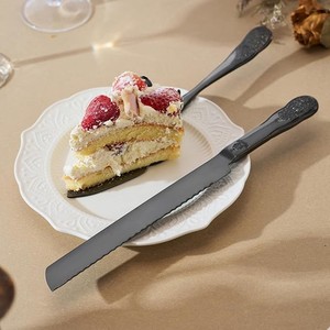 Modern Luxury Metal Black <b>Etching</b> Design Cake Knife And Server Set in Best Quality Wedding & Gifting - Product Image 2