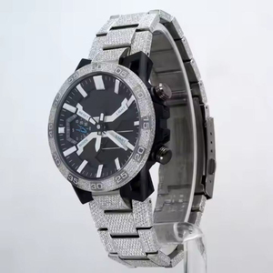 Por encargo de los hombres Full Iced Out VVS Certificado Moissanite Diamond Tachonado Dial Reloj Deporte Moda Business Friendly Ventana de vidrio - Product Image 3